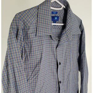 Egara Men's Plaid Non Iron Slim Fit Button Front Shirt Size Medium M Long Sleeve